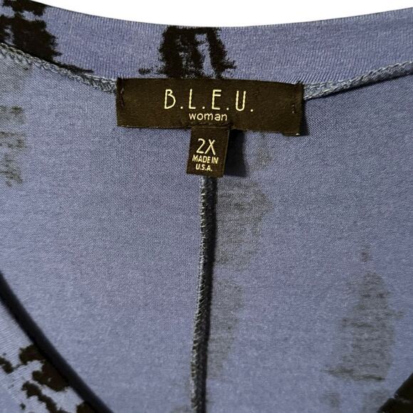 B-L-E-U Royal Blue Tie-Dye V-Neck Tunic Top 2X - Picture 3 of 6